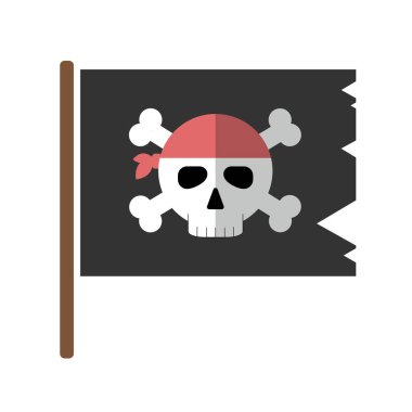 Jolly roger düz simge vektör illüstrasyon izole