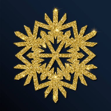 Altın glitter büyüleyici kar tanesi