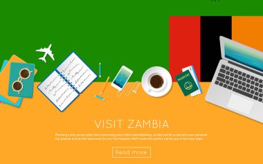 Zambiya kavramı web banner veya baskı malzemeleri için ziyaret edin