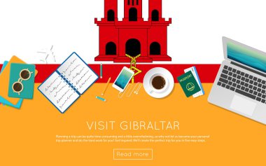 Gibraltar kavramı web banner veya baskı malzemeleri için ziyaret edin