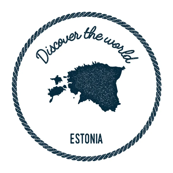 Vintage descubre el sello de goma del mundo con Estonia mapa — Vector de stock