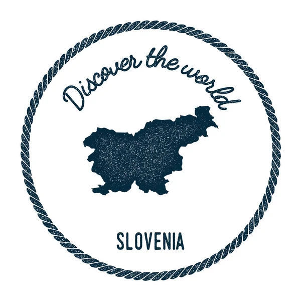 Vintage descubre el sello mundial de goma con el mapa de Eslovenia — Vector de stock