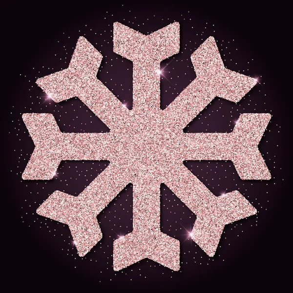 Pink golden glitter sightly snowflake Luxuoso Natal design elemento vetor ilustração — Vetor de Stock