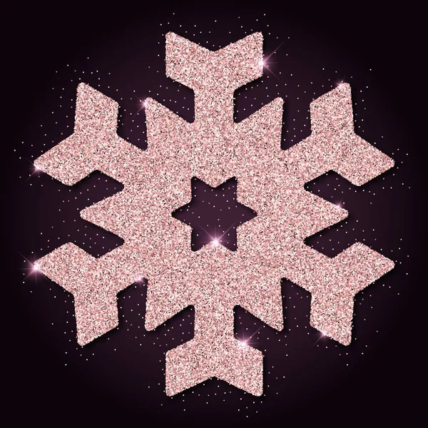 Ροζ χρυσή λάμψη πολυτελή Χριστούγεννα καλλίγραμμη snowflake σχεδιασμός στοιχείο εικονογράφηση φορέα — Διανυσματικό Αρχείο