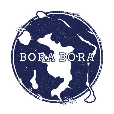 Bora Bora vektör harita Grunge lastik damga adı ve ada vektör çizim Can Haritası