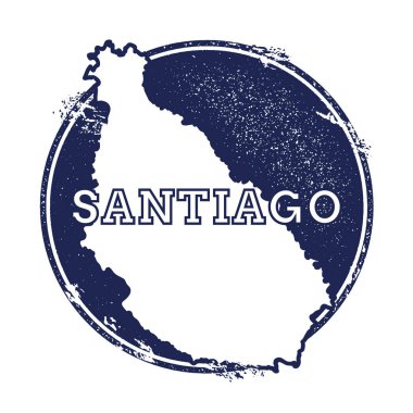 Santiago Adası vektör harita Grunge lastik damga adı ve ada vektör Haritası