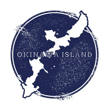 Okinawa Adası vektör harita Grunge lastik damga adı ve ada vektör çizim Haritası