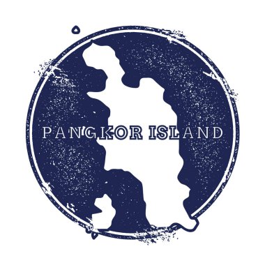 Pangkor Adası vektör harita Grunge lastik damga adı ve ada vektör çizim Haritası