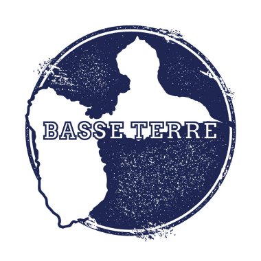 Basseterre Adası vektör harita Grunge lastik damga adı ve ada vektör Haritası