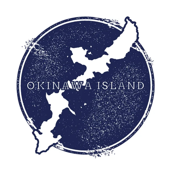 Mapa de isla de Okinawa del vector Grunge sello con el nombre y el mapa de la ilustración de vector de isla — Vector de stock