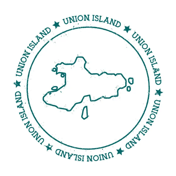 Union Island mapa vectorial Sello de viaje angustiado con texto envuelto alrededor de un círculo y estrellas Island — Vector de stock