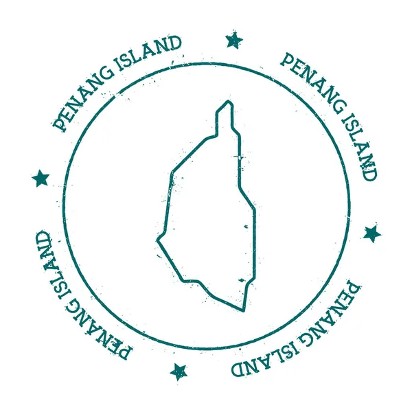 Mapa vectorial de Penang Island Sello de viaje angustiado con texto envuelto alrededor de un círculo y estrellas — Vector de stock