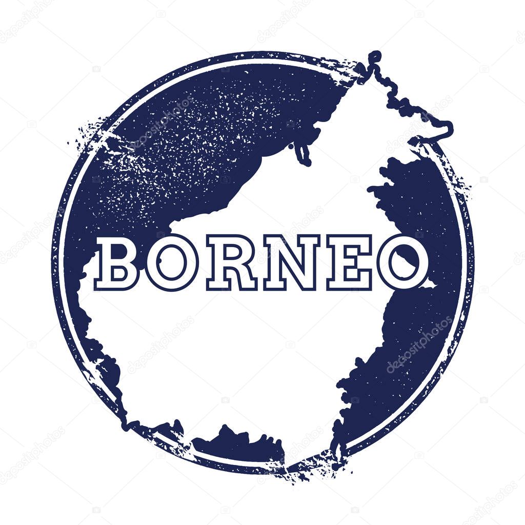  Borneo vector  kaart Grunge rubber stempel met de naam en 