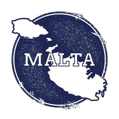 Malta vektör harita Grunge lastik damga adı ve ada vektör çizim Haritası olabilir