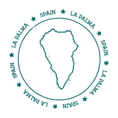 La Palma vektör harita Distressed bir daire ve Yıldız Adası çevresinde kaydırılan metin ile pul seyahat