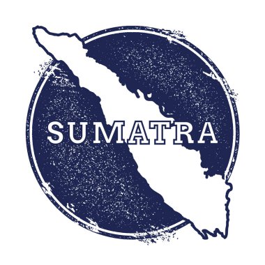 Sumatra vektör harita Grunge lastik damga adı ve ada vektör çizim Haritası olabilir