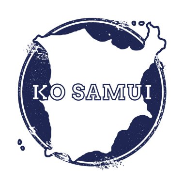 Ko Samui vektör harita Grunge lastik damga adı ve ada vektör çizim Can Haritası