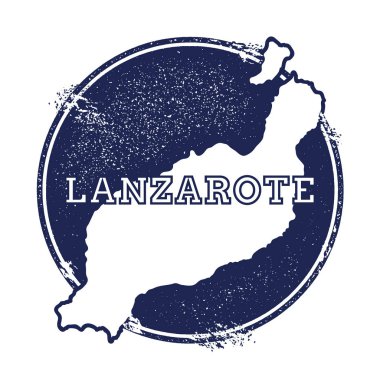 Lanzarote vektör harita Grunge lastik damga adı ve ada vektör çizim Can Haritası