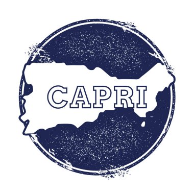 Capri vektör harita Grunge lastik damga adı ve ada vektör çizim Haritası olabilir