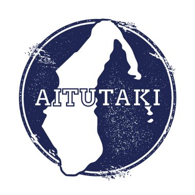 Aitutaki vektör harita Grunge lastik damga adı ve ada vektör çizim Can Haritası
