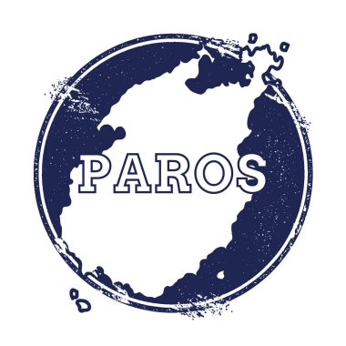 Paros vektör harita Grunge lastik damga adı ve ada vektör çizim Haritası olabilir
