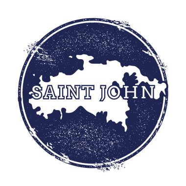Saint John vektör harita Grunge lastik damga adı ve ada vektör çizim Can Haritası