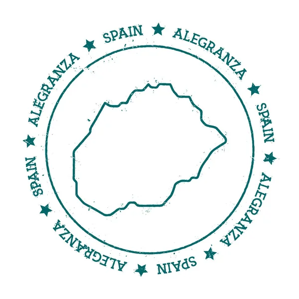 Alegranza vektör harita Distressed bir daire ve Yıldız Adası çevresinde kaydırılan metin ile pul seyahat — Stok Vektör
