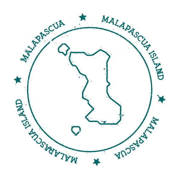 Mapa vectorial de la isla de Malapascua Sello de viaje con texto envuelto alrededor de un círculo y estrellas — Vector de stock