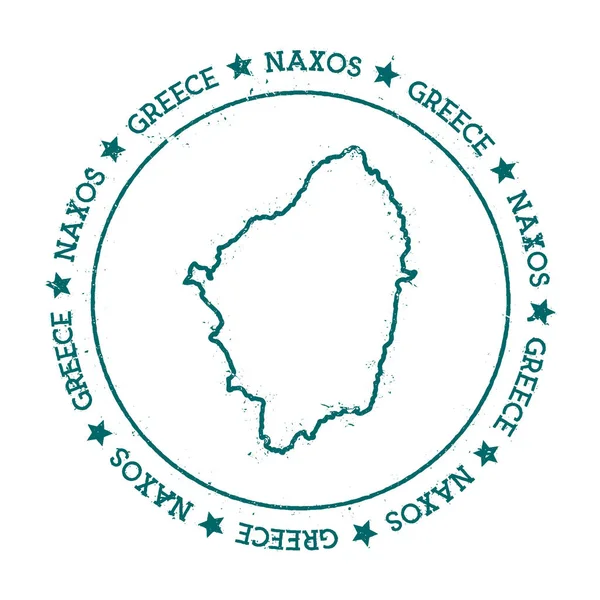 Vektorová mapa Naxos Distressed cestovní razítka s textem zalomeným kolem kruhu a hvězdy ostrov — Stockový vektor