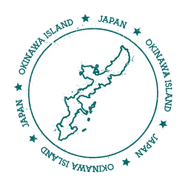 Karta över Okinawa Island vektor nödställda resa stämpel med text som radbryts runt en cirkel och stjärnor — Stock vektor