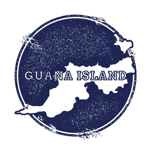 Mapa de isla de Guana del vector Grunge sello con el nombre y el mapa de la ilustración de vector de isla — Vector de stock