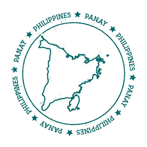 Mapa vectorial de Panay Sello de viaje angustiado con texto envuelto alrededor de un círculo y estrellas Island — Vector de stock