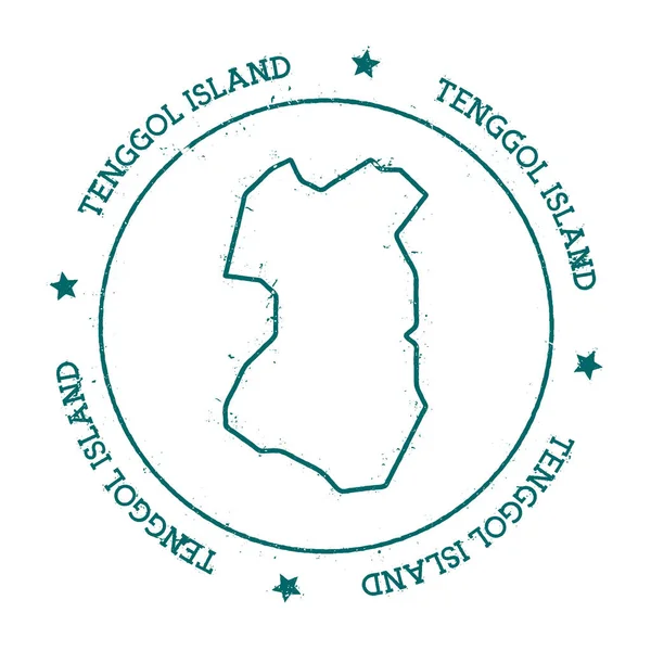Carte vectorielle de l'île de Tenggol Timbre de voyage en détresse avec texte enroulé autour d'un cercle et d'étoiles — Image vectorielle