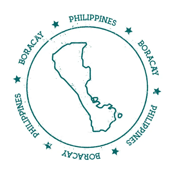 Mapa vectorial de Boracay Sello de viaje angustiado con texto envuelto alrededor de un círculo y estrellas Island — Vector de stock
