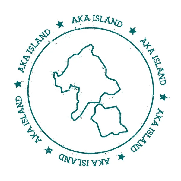 Mapa vectorial de Aka Island Sello de viaje en apuros con texto envuelto alrededor de un círculo y estrellas Island — Vector de stock