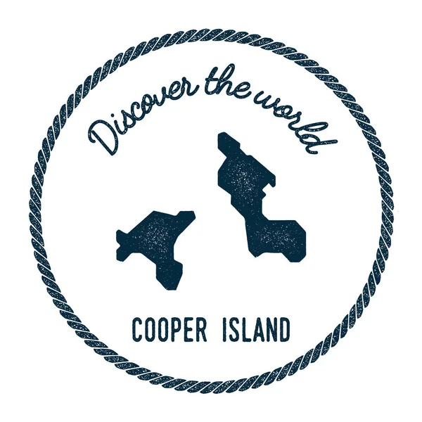 Cooper Island mapa en vintage descubrir el mundo insignia estilo Hipster sello postal náutico con — Vector de stock
