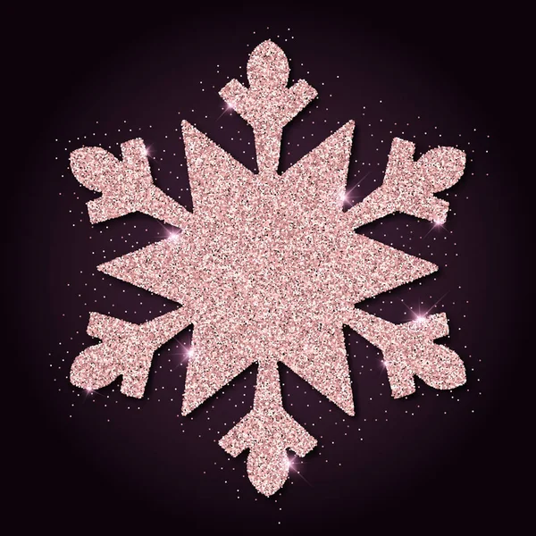 Roze gouden glitter aantrekkelijke sneeuwvlok luxe kerst ontwerp element vectorillustratie — Stockvector