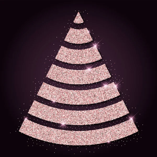 Paillettes or rose joli arbre de Noël Luxueux élément de conception de Noël illustration vectorielle — Image vectorielle