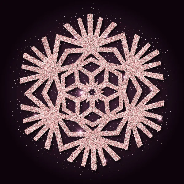 Ροζ χρυσή λάμψη παρακαλώντας snowflake σχεδιασμός πολυτελή Χριστούγεννα στοιχείο εικονογράφηση φορέα — Διανυσματικό Αρχείο