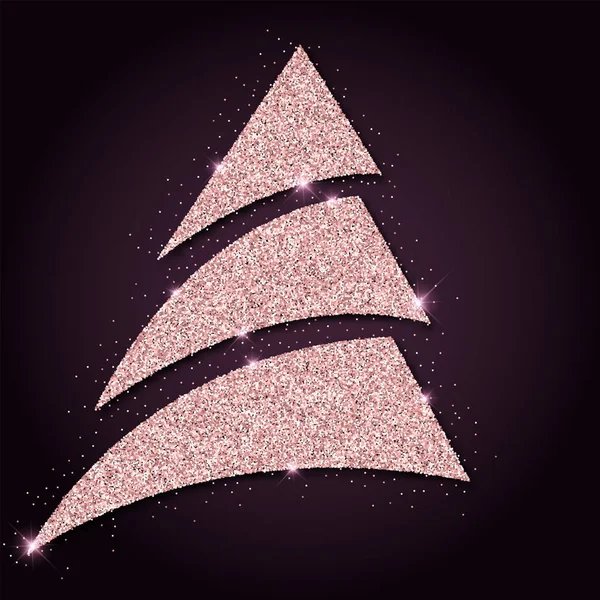 핑크 골든 반짝이 우아한 크리스마스 트리 고급 스러운 크리스마스 디자인 요소 벡터 — 스톡 벡터
