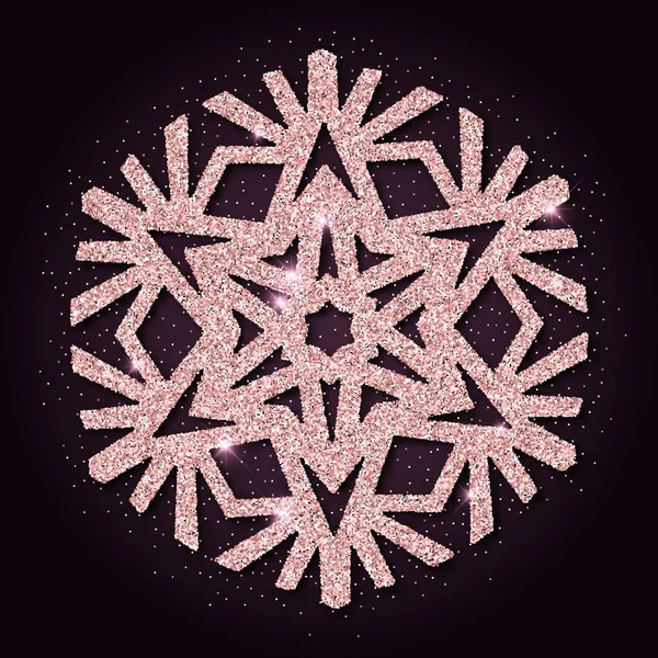 Pink dourado brilho impressionante floco de neve Luxuoso Natal design elemento vetor ilustração — Vetor de Stock