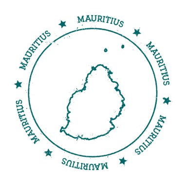Mauritius vektör harita Distressed bir daire ve Yıldız Adası çevresinde kaydırılan metin ile pul seyahat