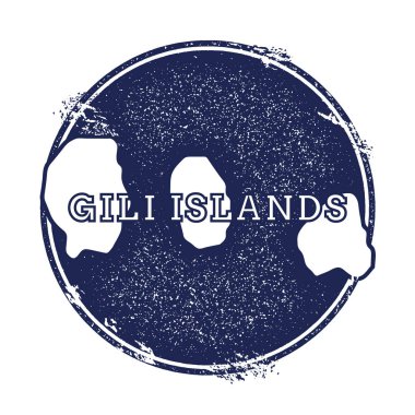 Gili Adaları vektör harita Grunge lastik damga adı ve ada vektör çizim Haritası