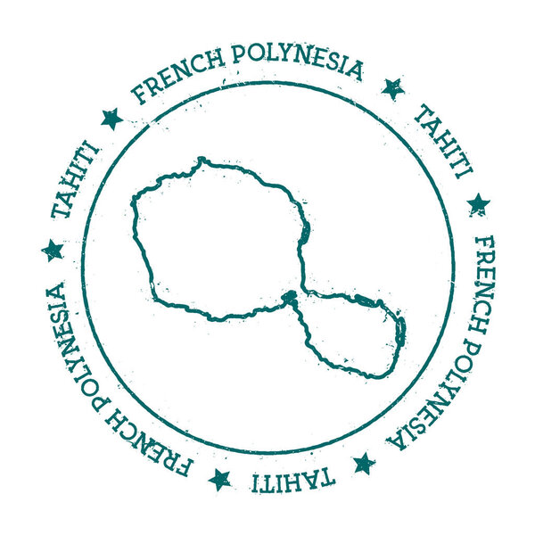 Tahiti vector map Distressed travel stamp with text wrapped around a circle and stars Island
