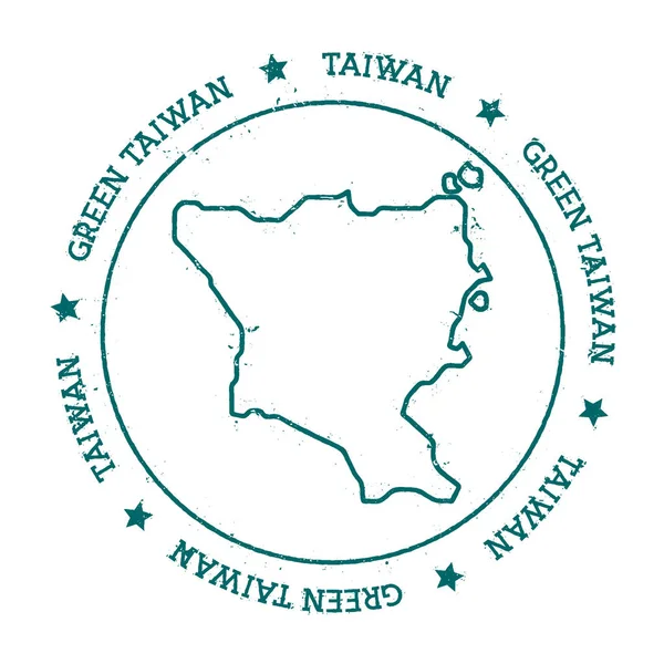 Gröna ön Taiwan vektor karta nödställda resor stämpel med text som radbryts runt en cirkel och — Stock vektor