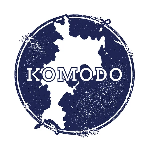 Komodo-Vektorkarte Grunge Gummistempel mit dem Namen und der Karte der Insel Vektorabbildung kann sein — Stockvektor