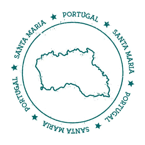 圣玛丽亚岛矢量地图贫困旅行邮票具有文字环绕一圈和星星 — 图库矢量图片