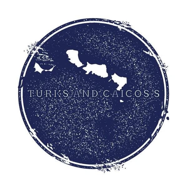 Carte vectorielle des îles Turques et Caïques Timbre caoutchouc Grunge avec le nom et la carte du vecteur île — Image vectorielle