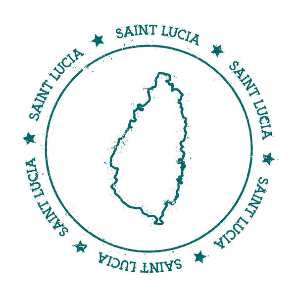 Saint Lucia vector map Distressed travel stamp with text wrapped around a circle and stars Island