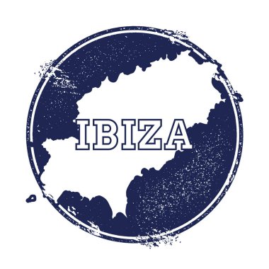 Ibiza vector map Grunge rubber stamp with the name and map of island vector illustration Can be clipart